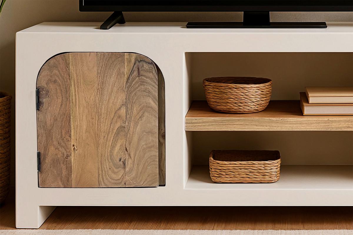 LOWBOARD Naturfarben/Weiß B: 150cm - Weiß/Naturfarben, Design, Holz/Holzwerkstoff (150/60/40cm) - MID.YOU