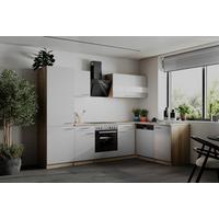 Eckküche Merle Weiß/Eichefarben B: 280cm - Eichefarben/Weiß, Basics, Holzwerkstoff (280cm) - Respekta