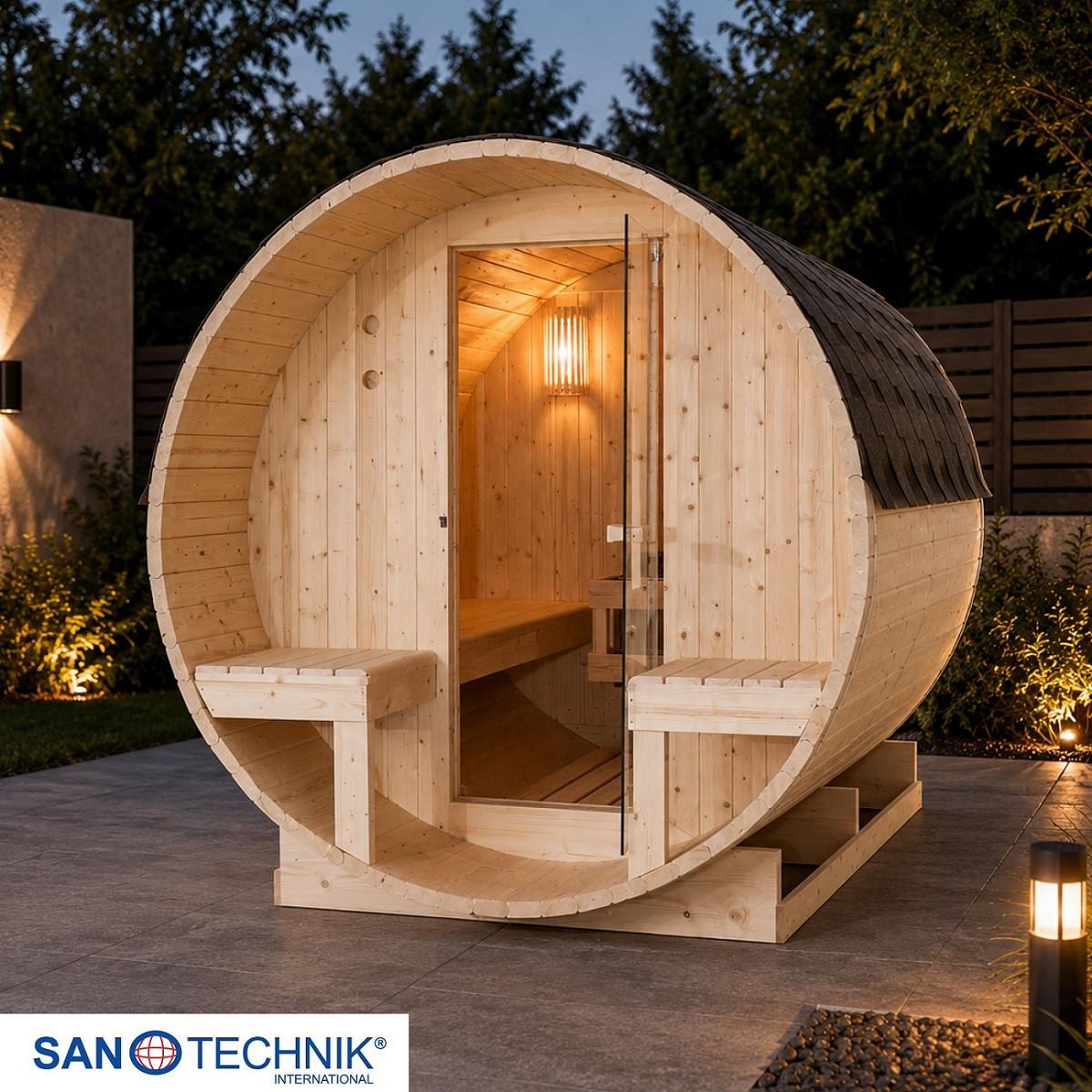 Saunafass Bergen Bergen Fichtefarben B: 189 cm - Fichtefarben, KONVENTIONELL, Glas/Holz (194,8/220/191,5cm) - Sanotechnik