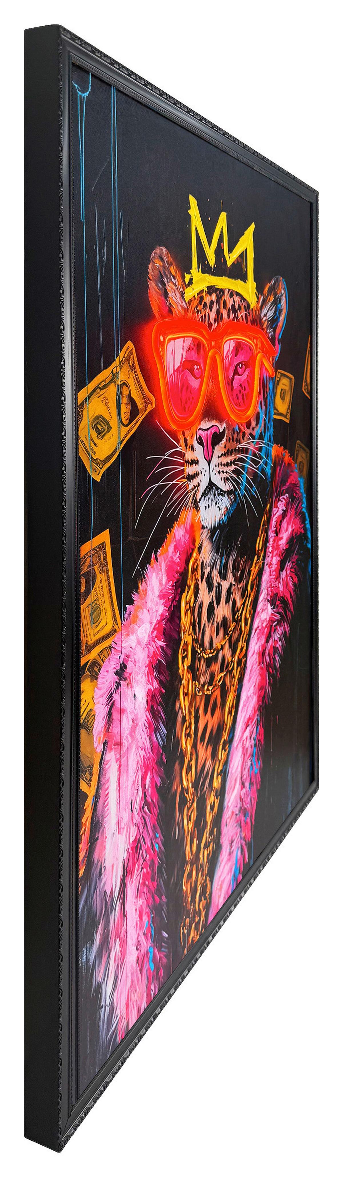 LED-Bild Neon Black Pimpin Leo - Pink/Schwarz, Basics, Holzwerkstoff/Kunststoff (70/100/3,5cm)