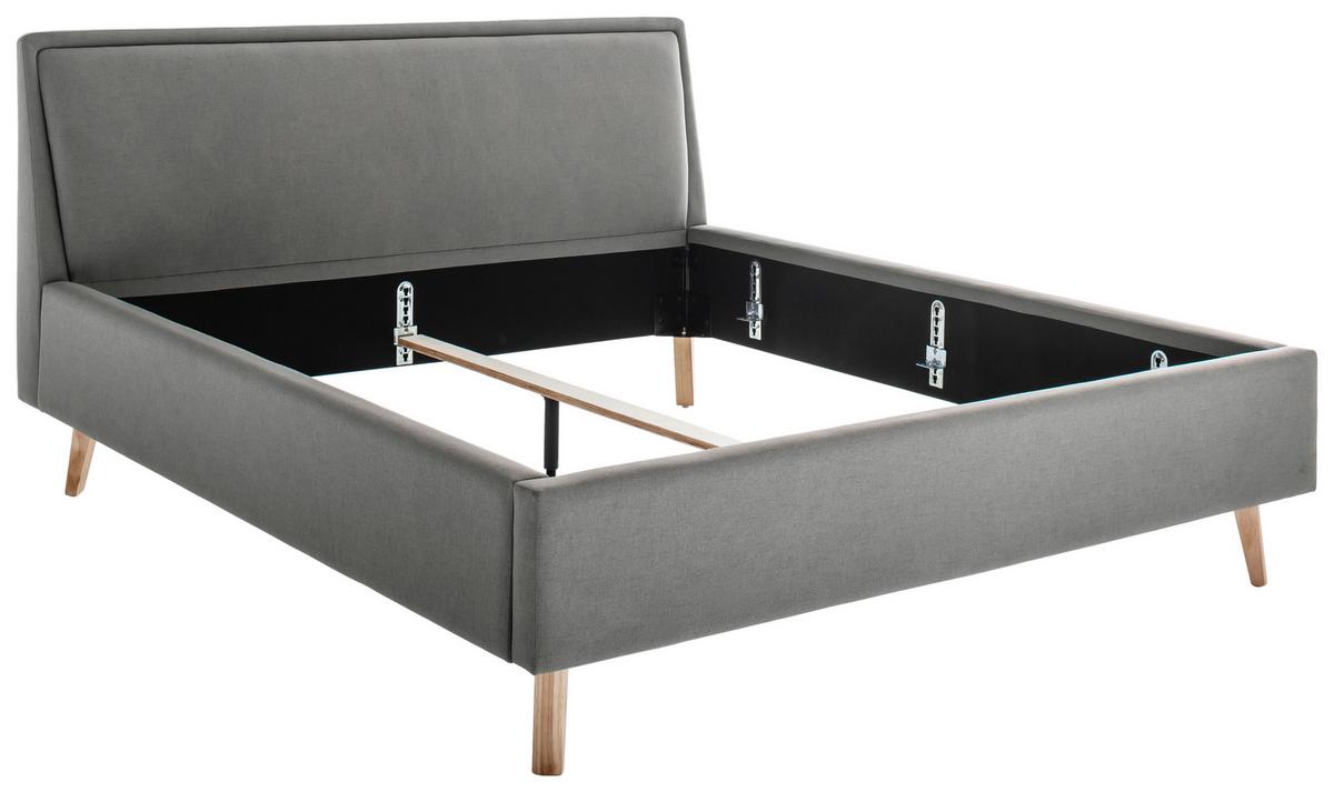 Polsterbett Frieda 160x200cm Hellgrau - Eichefarben/Hellgrau, KONVENTIONELL, Textil (160/200cm) - Livetastic