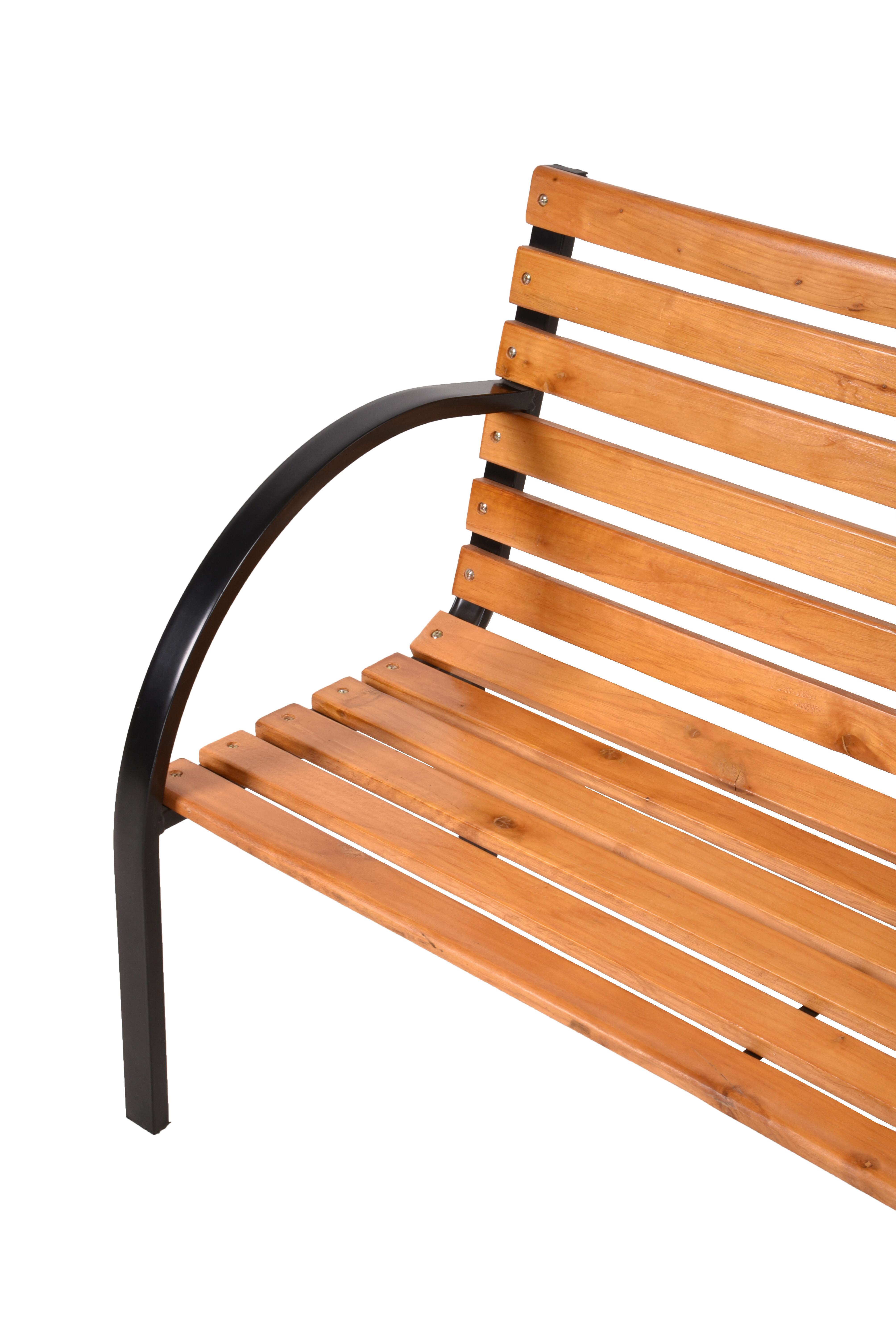 Gartenbank Bellevue - Schwarz/Braun, Basics, Holz/Metall (122/80/60cm) - Gardenson
