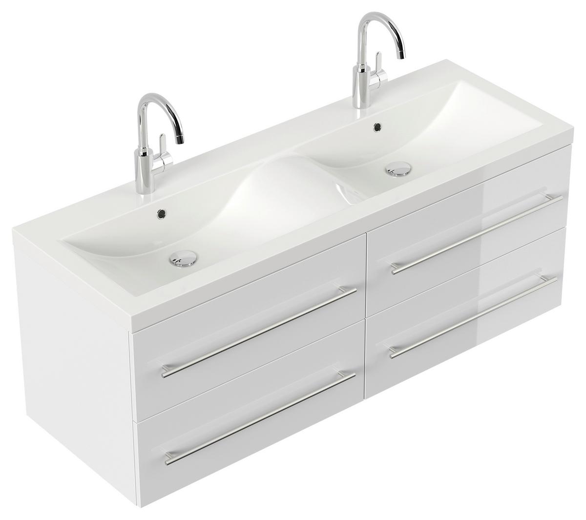 WASCHTISCHKOMBI Fellini, Weiß HG B: 60 cm - Weiß Hochglanz/Weiß, Basics, Keramik/Holzwerkstoff (60cm) - MID.YOU