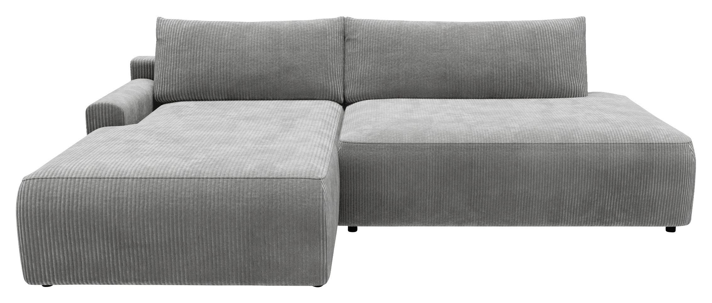 Eckschlafsofa Prag, Grau S: 167x253 cm - Schwarz/Grau, MODERN, Textil (167/253cm) - Trendmanufaktur