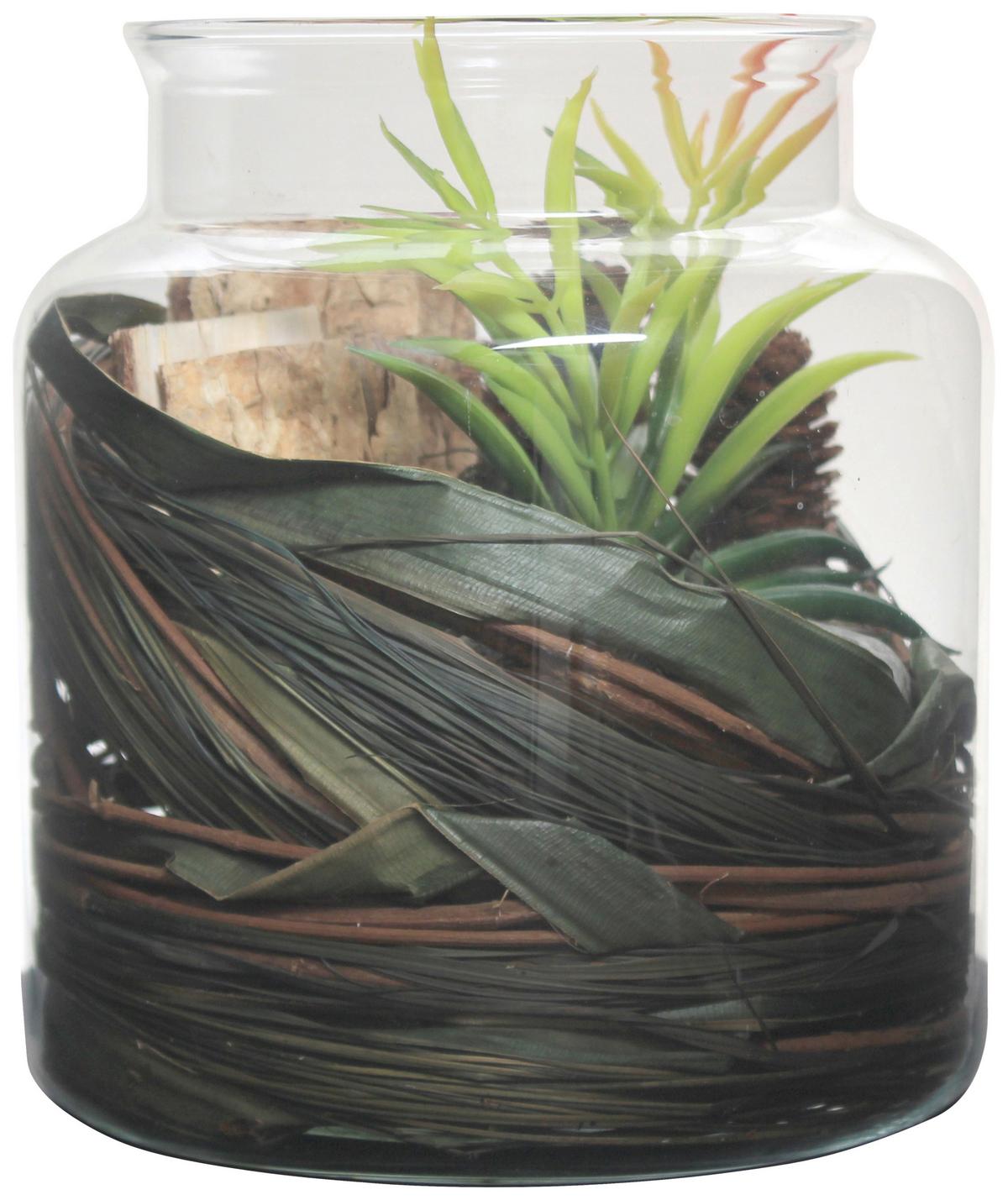 Dekoglas Flora Naturfarben, 18x20 cm - Naturfarben, LIFESTYLE, Glas/Naturmaterialien (18/20/18cm) - Kayoom