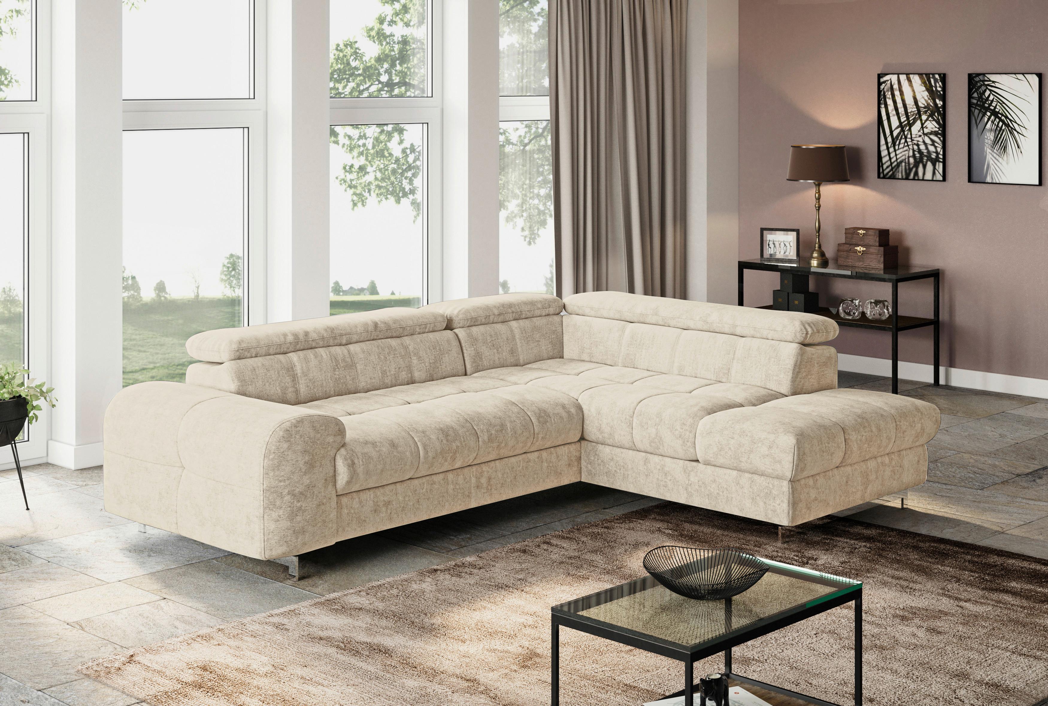 Ecksofa Mit Schlaffunktion Cloud + Beige - Chromfarben/Beige, KONVENTIONELL, Textil (257/206cm) - Livetastic