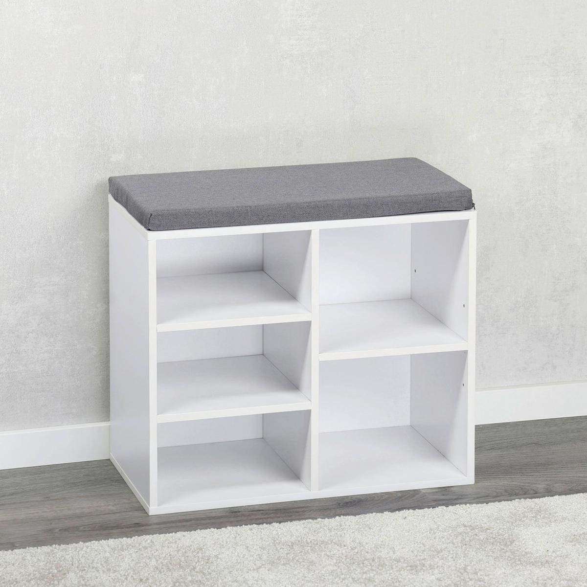 GARDEROBENBANK Grau/Weiß B: 51,5cm - Weiß/Grau, Basics, Holzwerkstoff/Textil (51,5/48/29,5cm) - Kesper