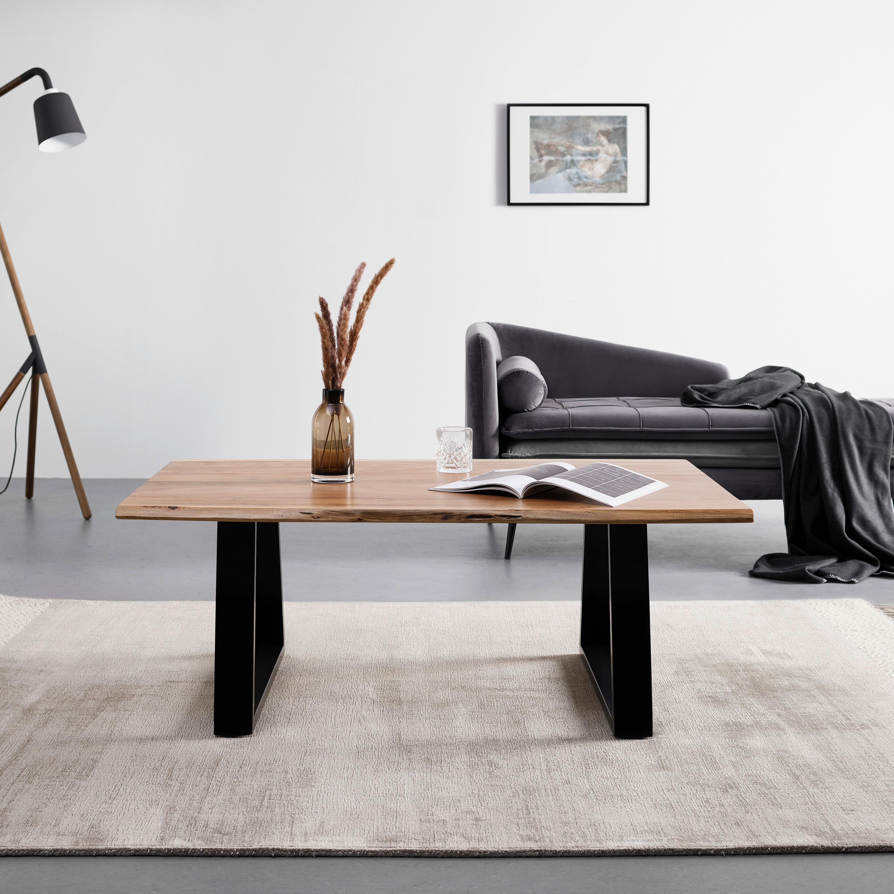 Konferenční Stůl Nando Akázie - černá/barvy akácie, Moderní, kov/dřevo (120/47/70cm) - Bessagi Home