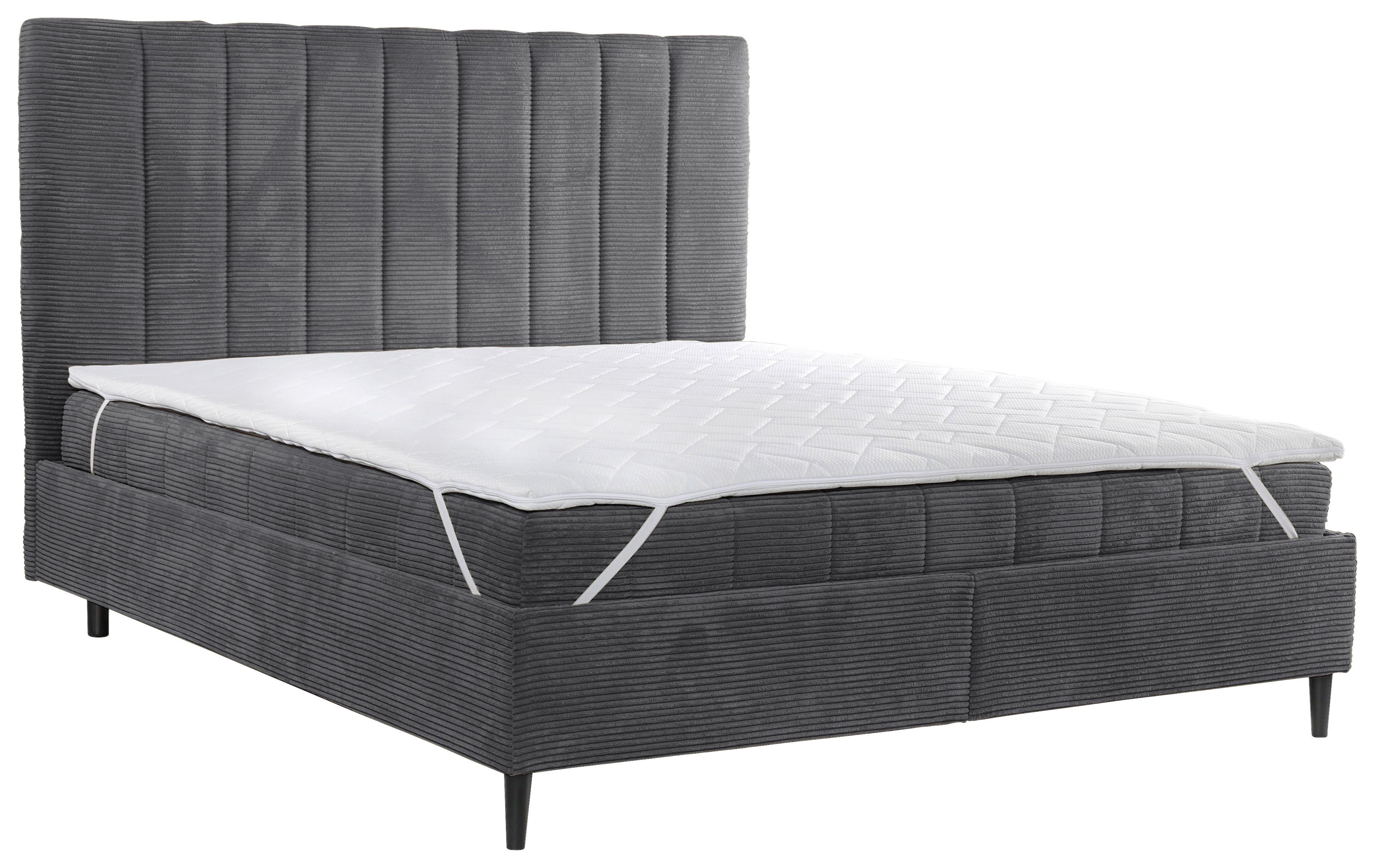Polsterbett mit Lattenrost Lacjo Grau 180x200 cm - Creme/Schwarz, LIFESTYLE, Holz/Holzwerkstoff (180/200cm) - Livetastic