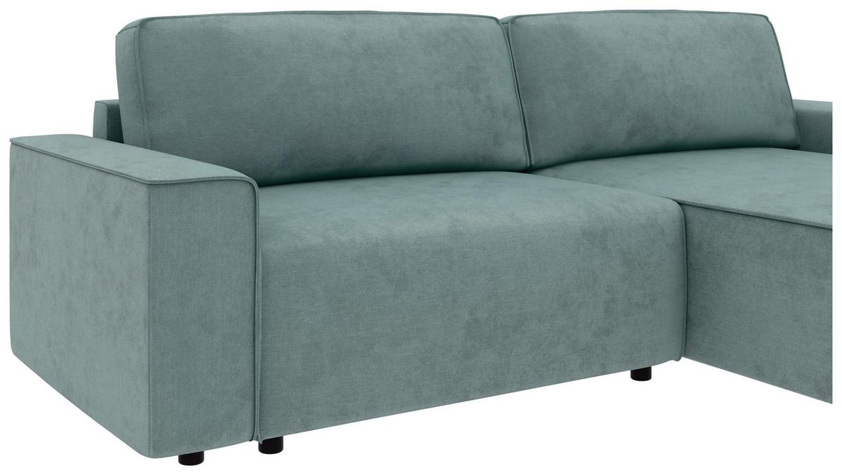 Ecksofa Chance Mintgrau, S: 265x164 cm - Mintgrau/Schwarz, MODERN, Textil (265/164cm) - Trendmanufaktur