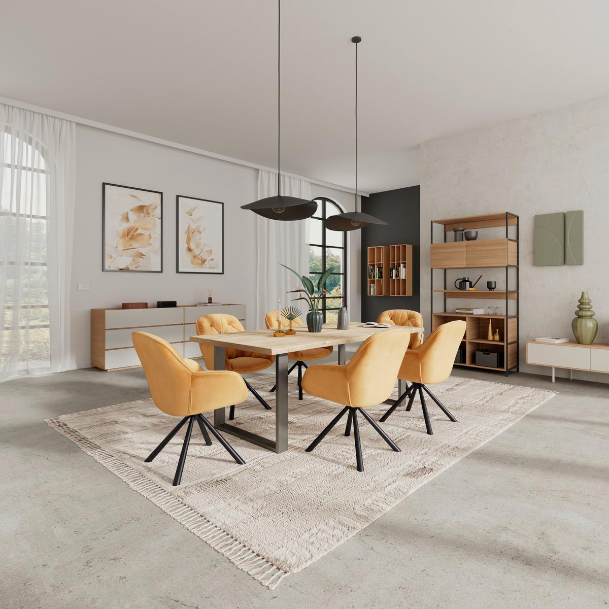 Armlehnstuhl Silvi Samt Braun 360° Drehbar - Schwarz/Braun, KONVENTIONELL, Textil/Metall (62/85/62cm)