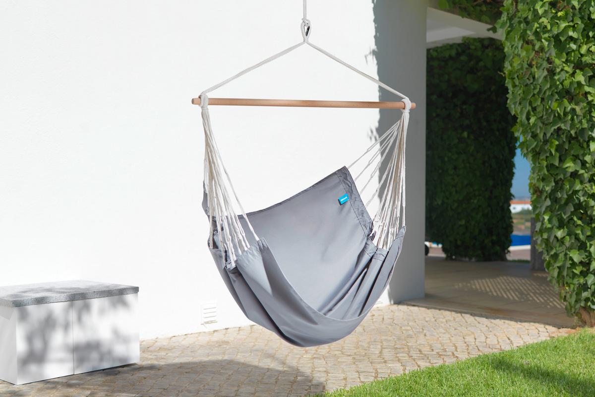 Hängesessel Chillax Grau Für Deckenmontage Bis 100 Kg - Grau, KONVENTIONELL, Textil (120/130cm) - Ondega