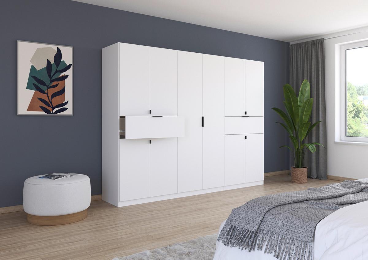 Drehtürenschrank Ticao Weiß B: 271 cm - Weiß, MODERN, Holzwerkstoff (271/210/54cm) - Rauch Möbel