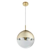Hängeleuchte H: 120 cm 1-Flammig - Transparent/Goldfarben, Design, Glas/Metall (25/120cm) - Globo