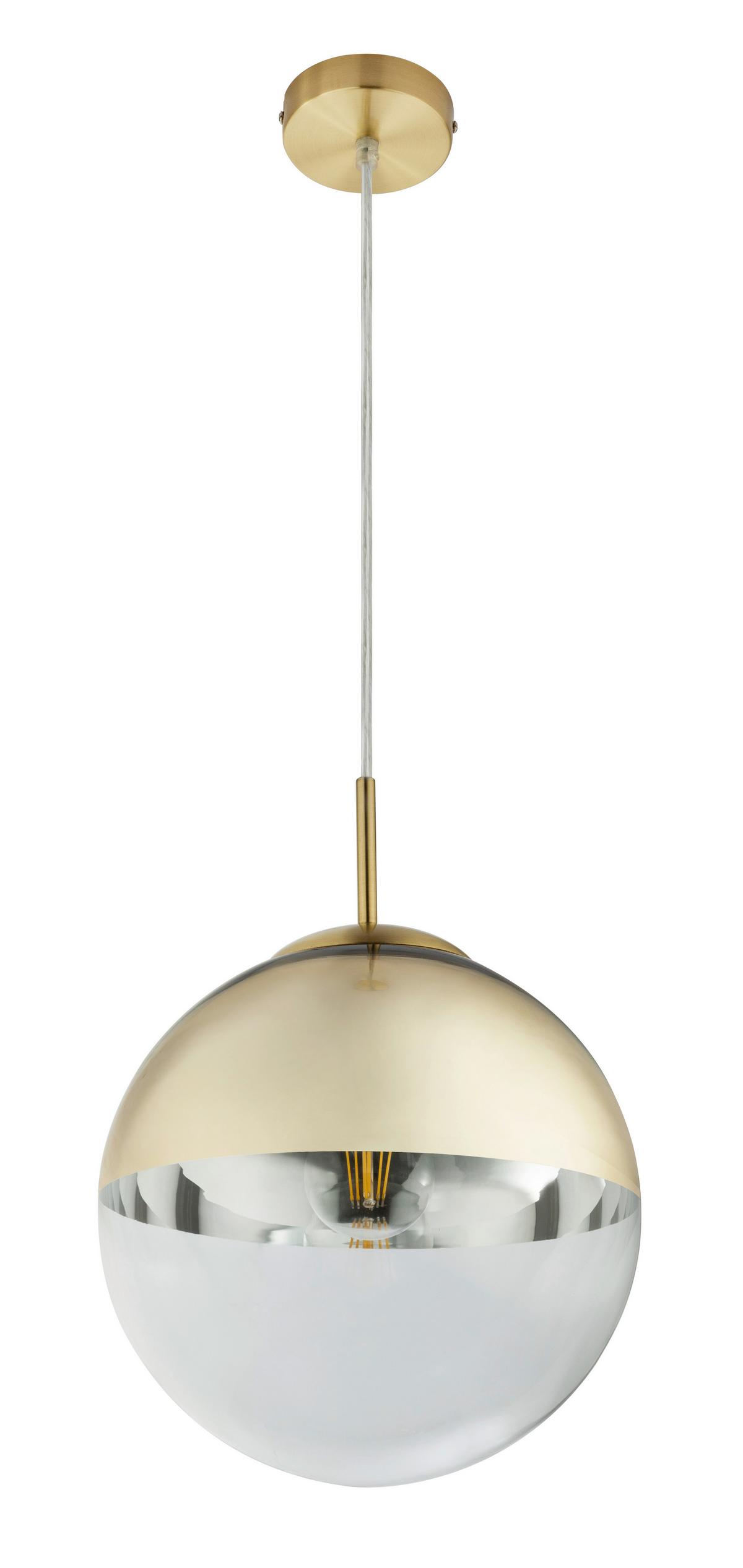 Hängeleuchte H: 120 cm 1-Flammig - Transparent/Goldfarben, Design, Glas/Metall (25/120cm) - Globo