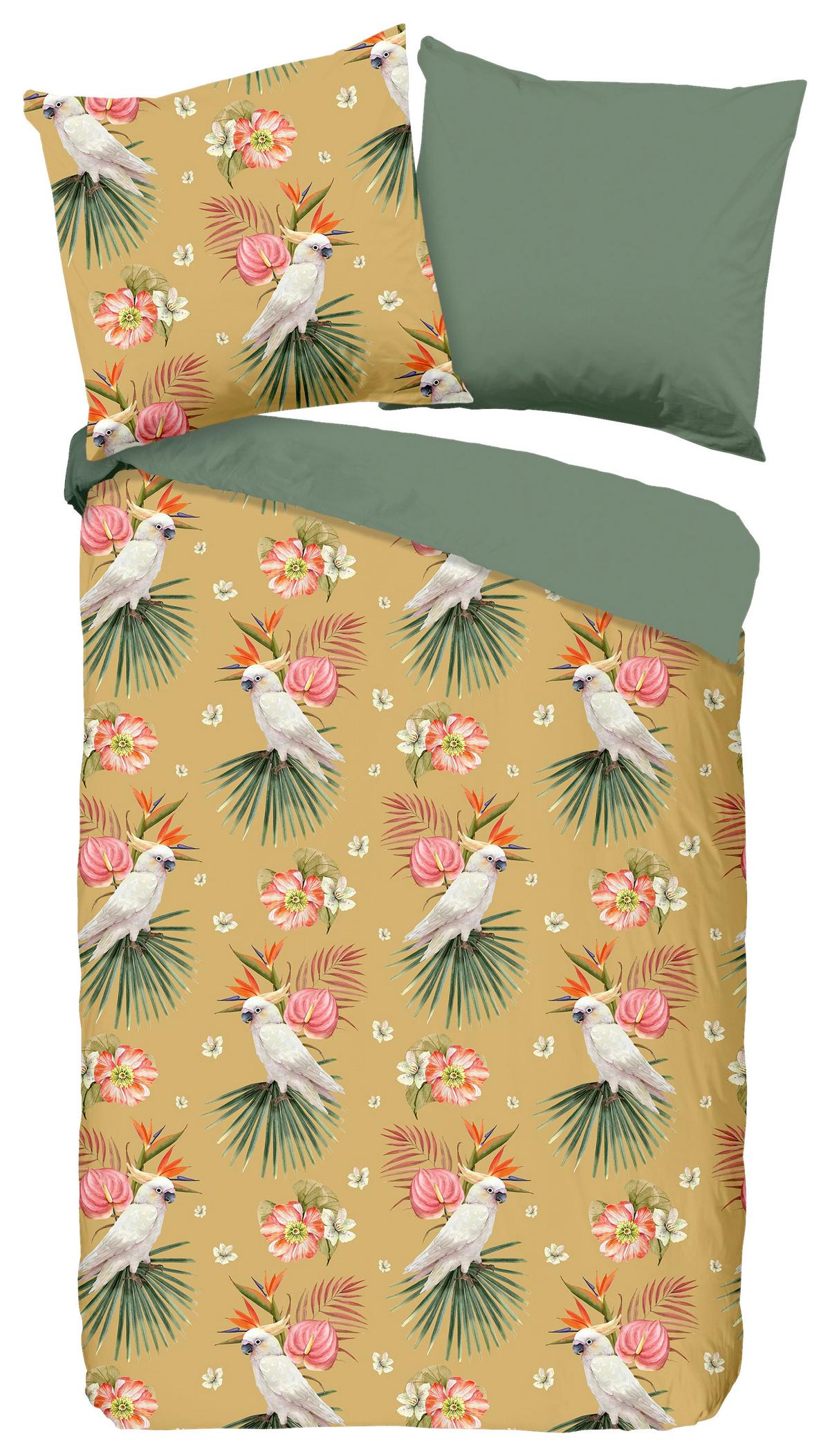 Bettwäsche Kakatoe Gelb Goldfarben 135x200 Cm - Gelb/Goldfarben, Design, Textil (135/200cm)