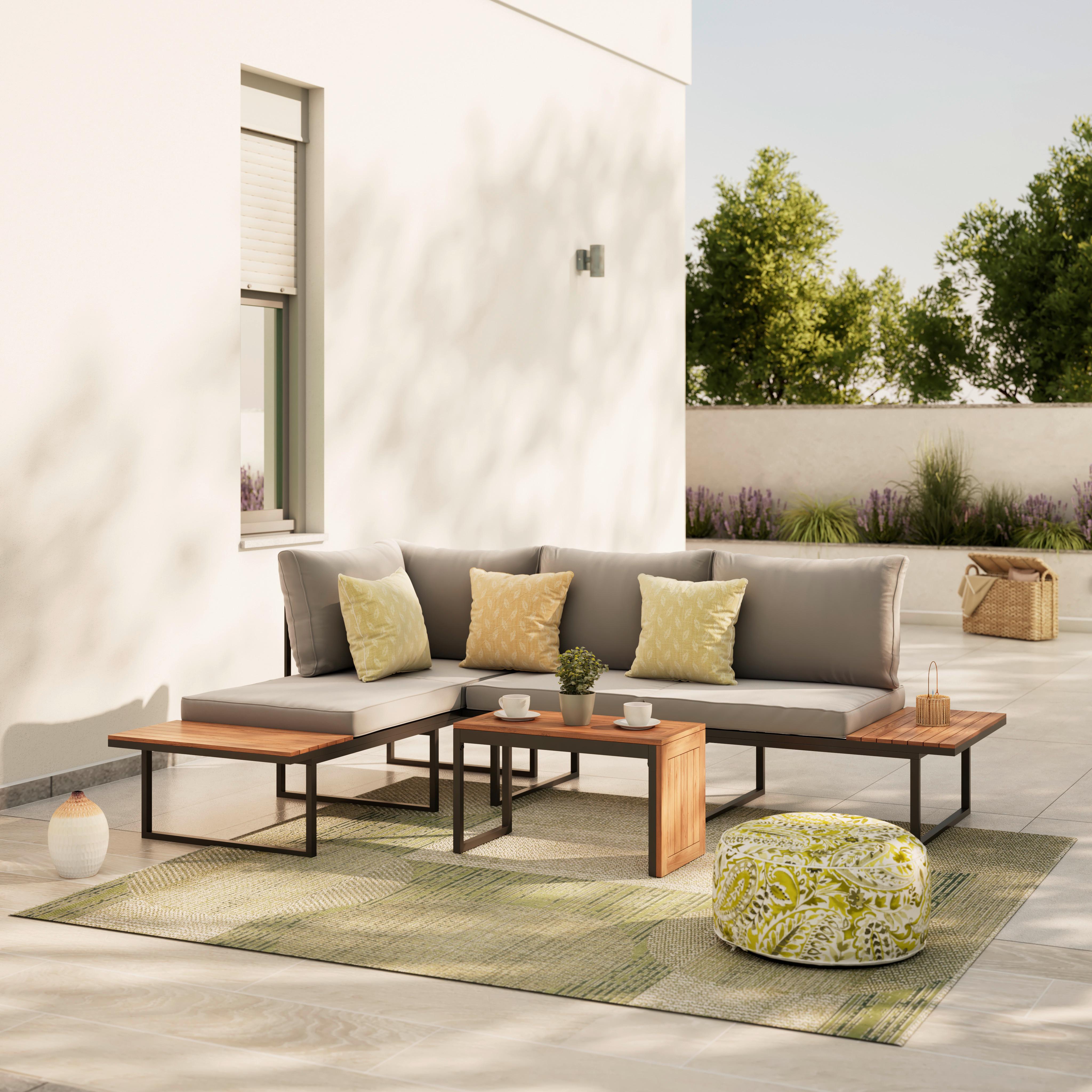 Loungegarnitur Malaga - Schwarz/Grau, MODERN, Holz/Textil (178/73/76/73cm) - Beldano