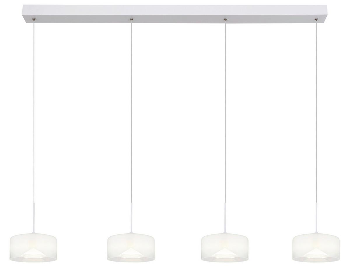 LED-Hängeleuchte Belinda Klar Opal Weiß L: 105 cm - Klar/Opal, KONVENTIONELL, Glas/Kunststoff (105/15/150cm) - Globo