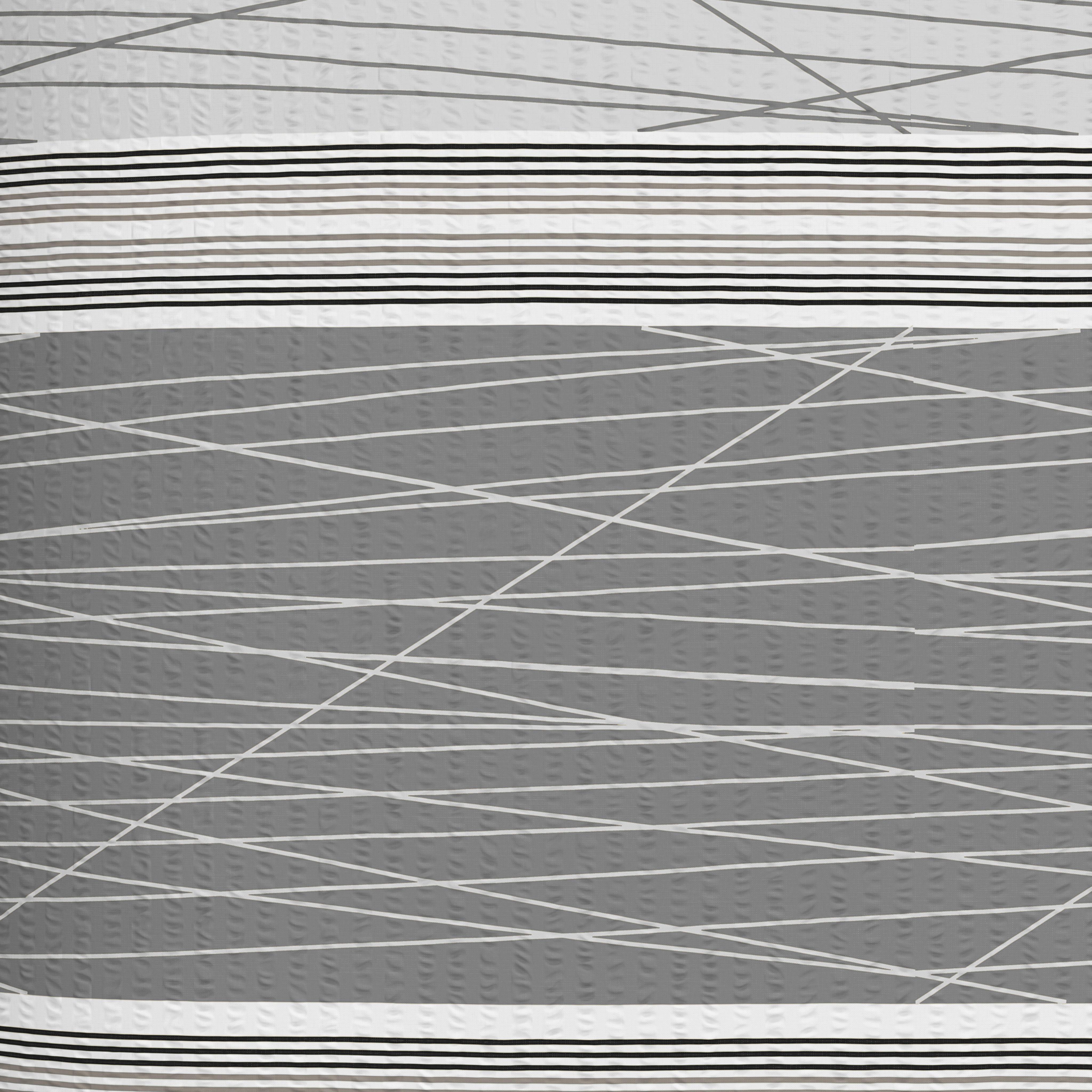 Seersucker Bettwäsche 140x 200 cm Emina Grau Streifen - Grau, MODERN, Textil - Luca Bessoni