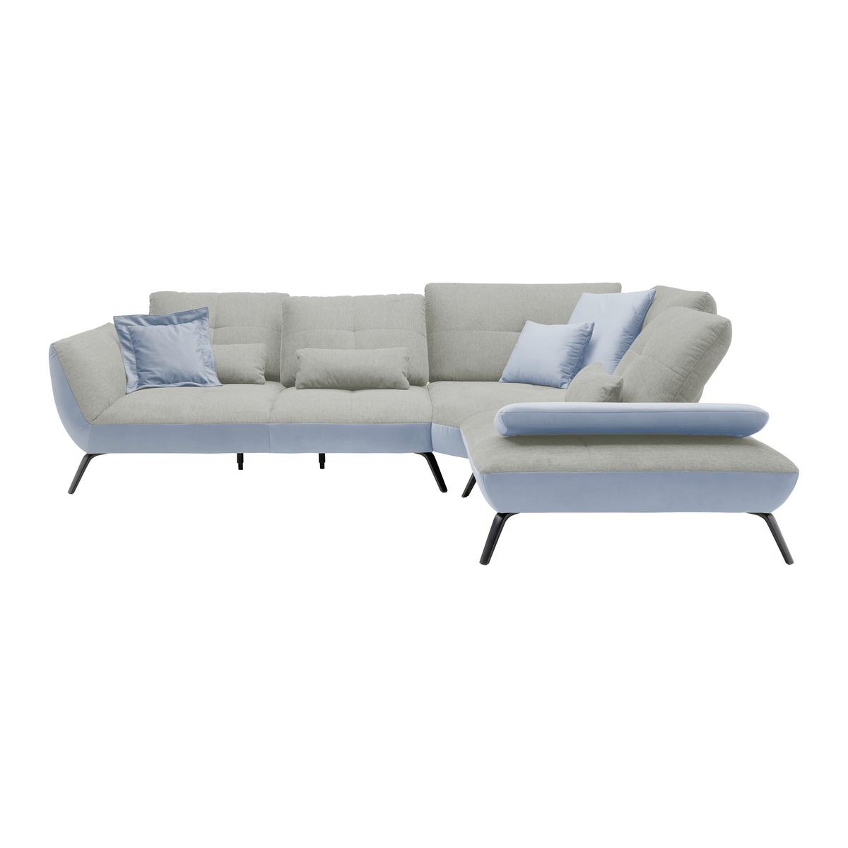 Rohová sedačka TRENDY, pravá, světle šedá / stříbrná - barvy stříbra/černá, Moderní, kov/kompozitní dřevo (310/93/250cm) - Premium Living