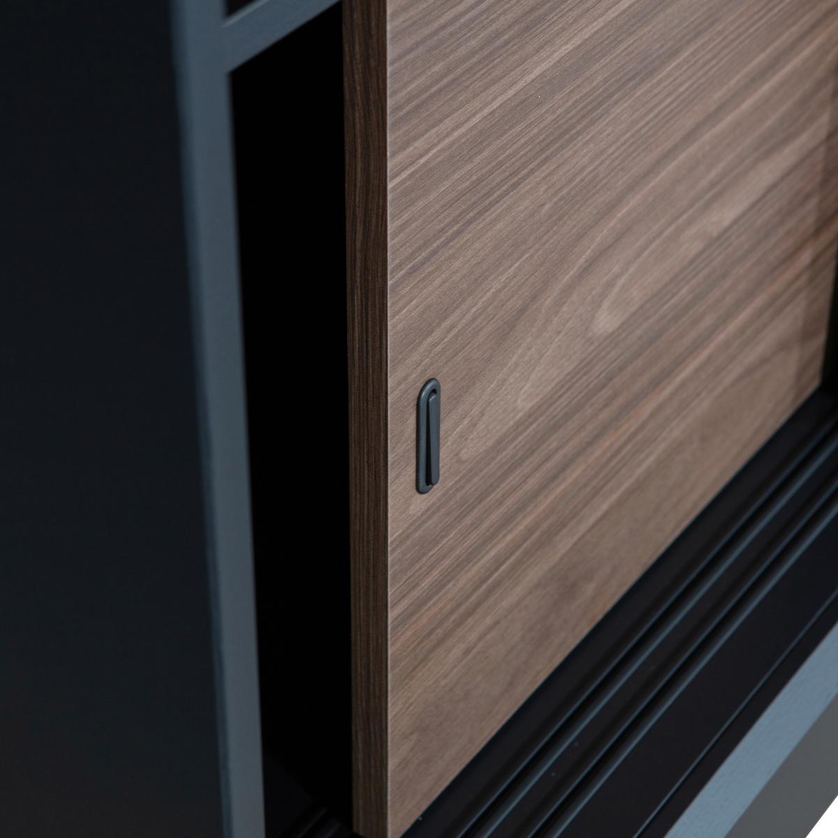 Vitrine James Schwarz/walnussfarben B: 125cm - Nussbaumfarben/Walnussfarben, Design, Glas/Holz (125/200/57cm) - Livetastic