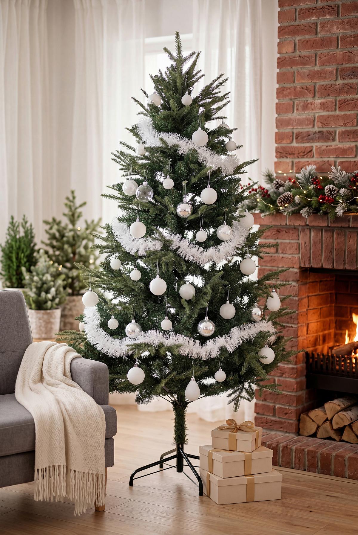 CHRISTBAUMKUGEL-SET Mou, Weiß, 90-Teilig - Weiß, KONVENTIONELL, Kunststoff - Luca Bessoni