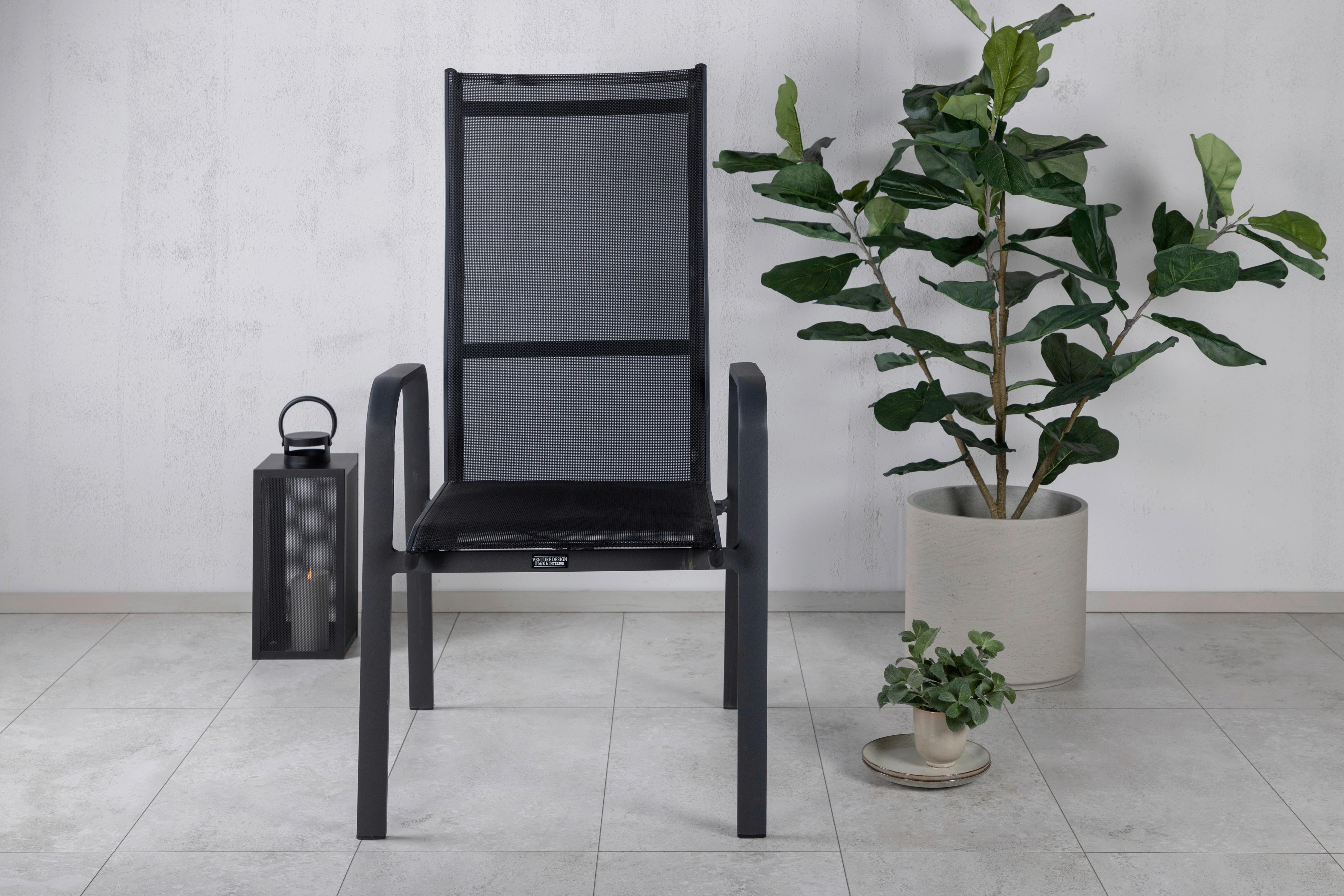 Gartensessel-Set Copacabana - Schwarz, KONVENTIONELL, Metall (56.5/110/65cm) - Gardenson