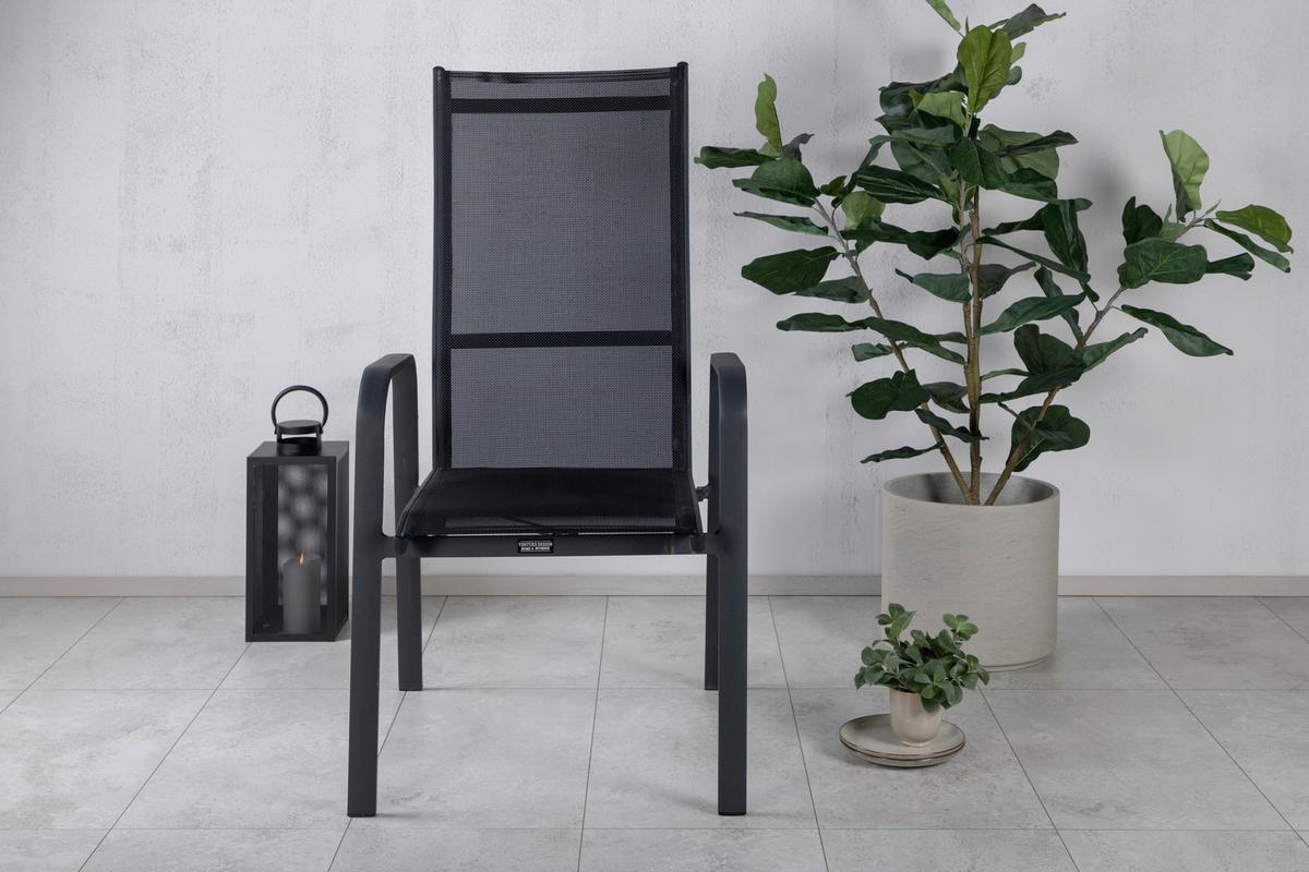 Gartensessel-set Copacabana Aluminium - Schwarz, KONVENTIONELL, Metall (56.5/110/65cm) - Gardenson
