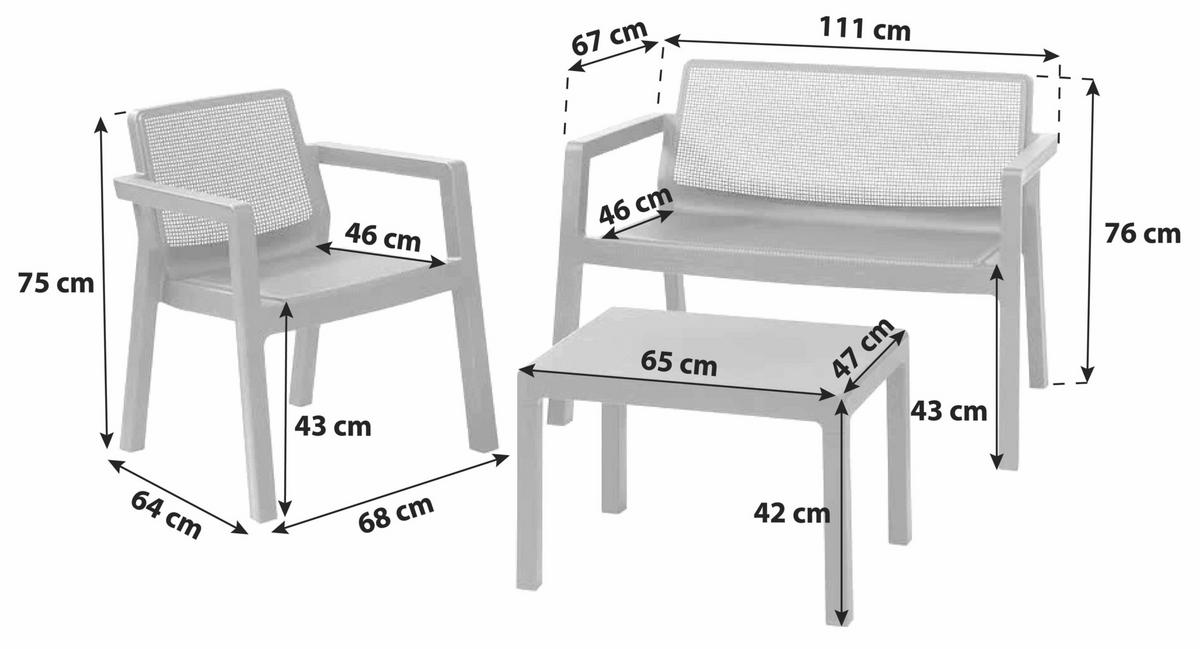 Gartengarnitur 4-Tlg. Emily Kunststoff - Graphitfarben, Basics, Kunststoff (111/68/75cm) - Keter