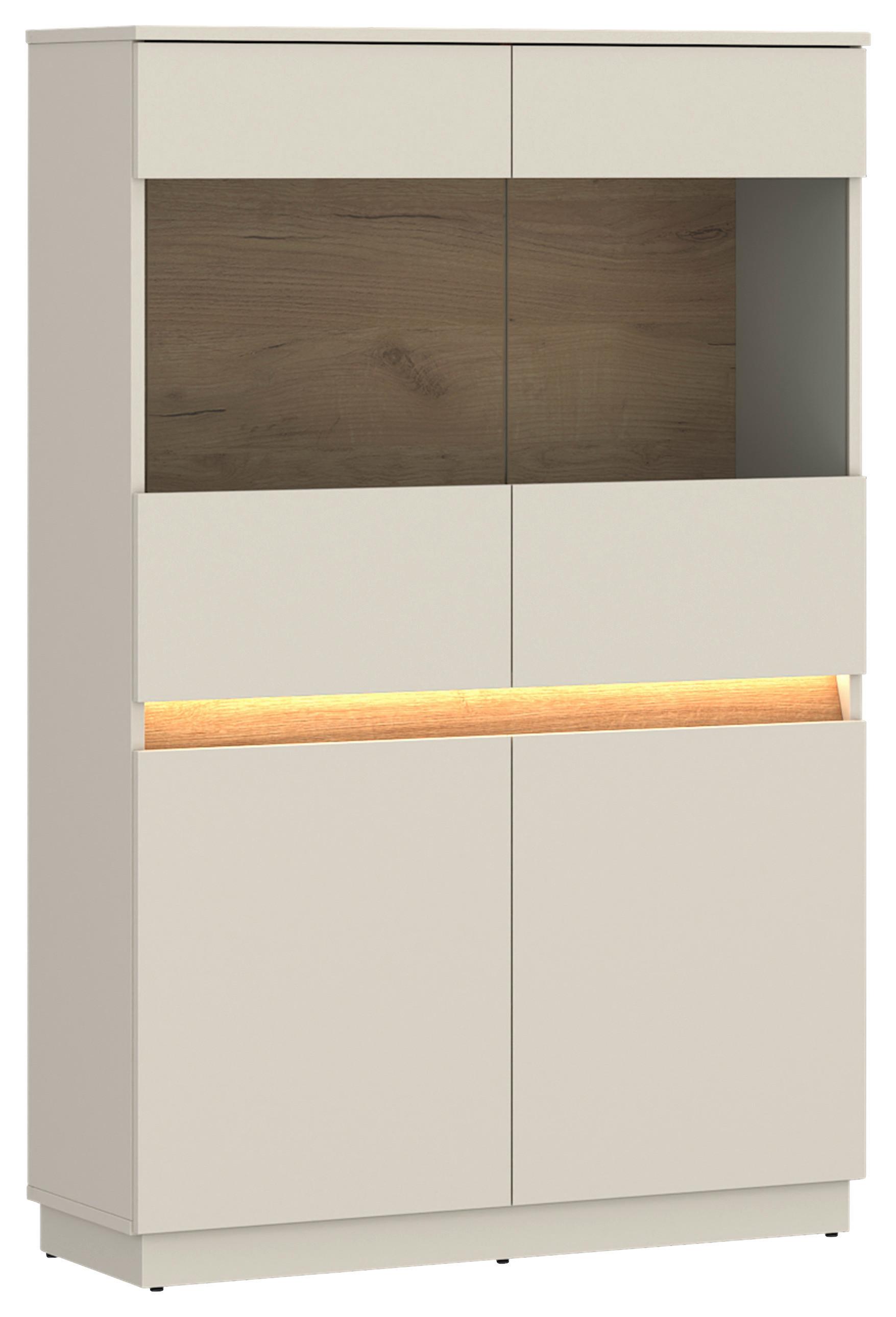 Highboard Samu Kaschmir/Eichefarben B: 90,2cm - Kaschmir, MODERN, Glas/Holzwerkstoff (90,2/140/35cm)