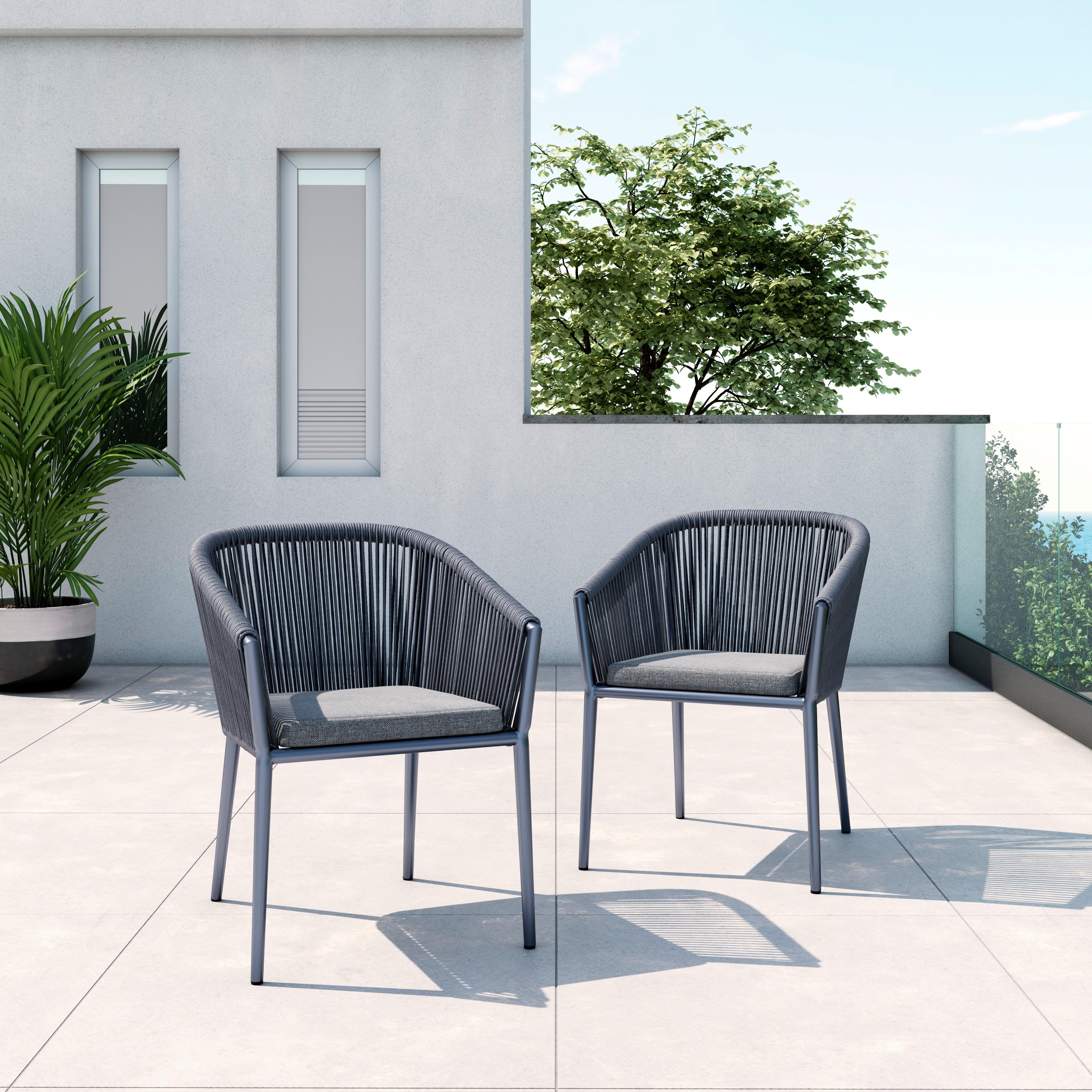 Sada zahradních křesel BENICIA - šedá/tmavě šedá, Moderní, kov/textil (56/76/65cm) - Bessagi Garden