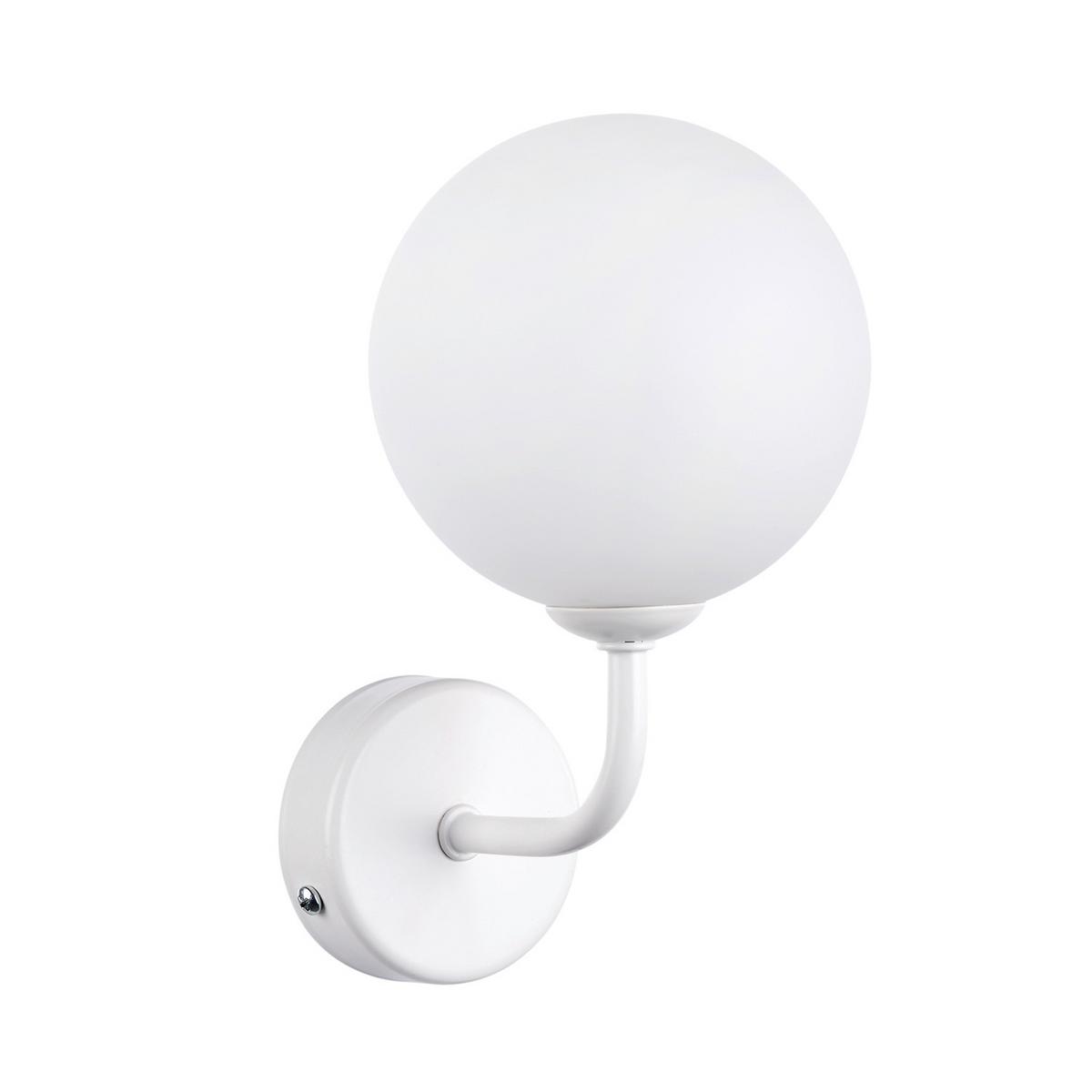 Wandleuchte Sfera Weiß L: 12 Cm - Weiß, KONVENTIONELL, Glas/Metall (12/10/21cm)