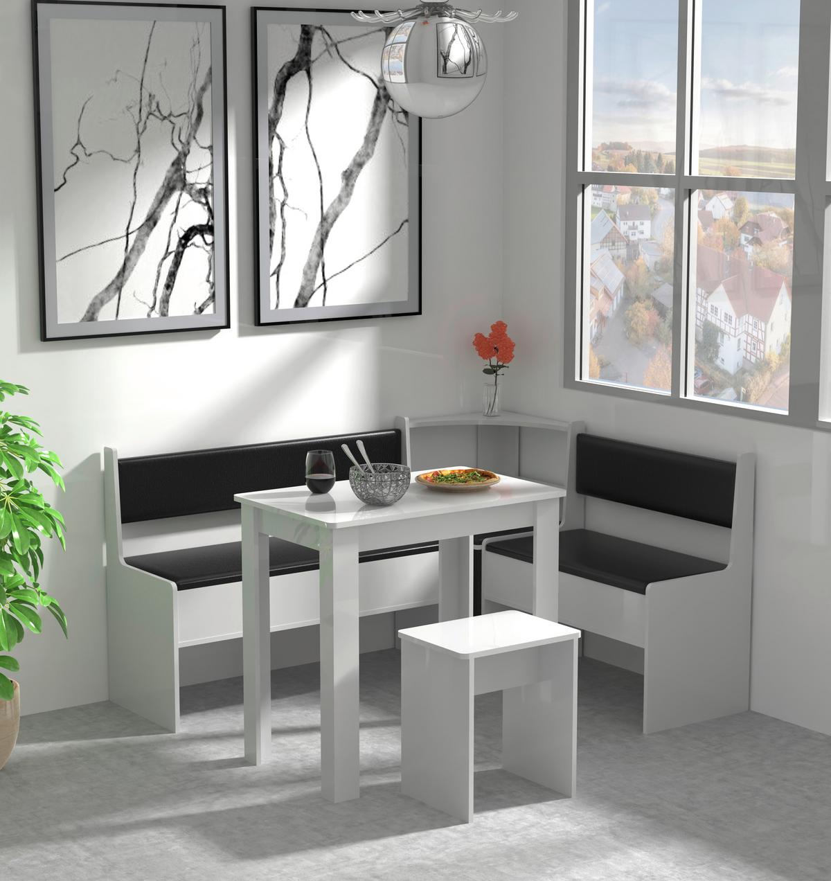 Eckbankgruppe Esal Weiß S: 153 cm - Weiß, MODERN, Holzwerkstoff (153/115cm) - MID.YOU