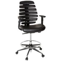 Drehstuhl Ergo Line Ii Work Lederlook Schwarz Bis 120kg - Alufarben/Schwarz, MODERN, Kunststoff/Textil (62/131/65cm) - MID.YOU