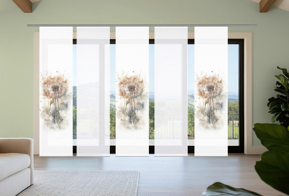 Flächenvorhang Amarande 5er Set - Naturfarben/Weiß, Natur, Textil (60/245cm)