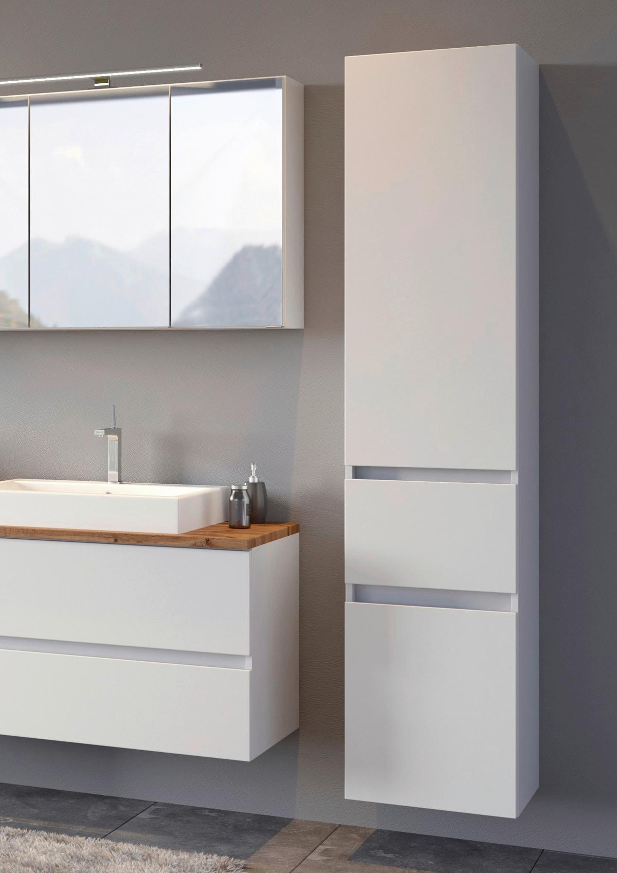 Hochschrank mit Türdämpfung Pienza 40cm Weiß Dekor - Silberfarben/Weiß, Basics, Holzwerkstoff (40/185/35cm) - Held