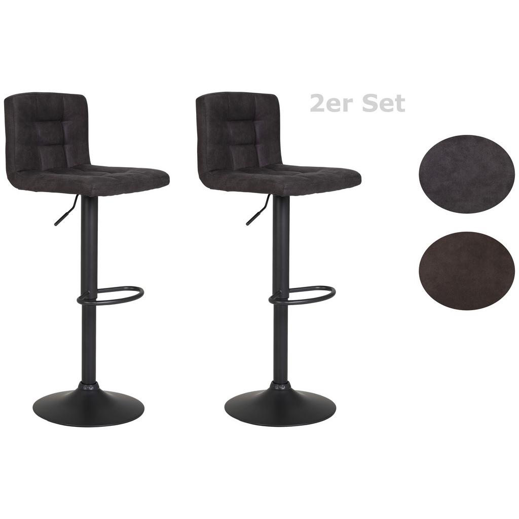 Barhocker Set 2tlg. mit Lehne 360° drehbar Amanda Anthrazit