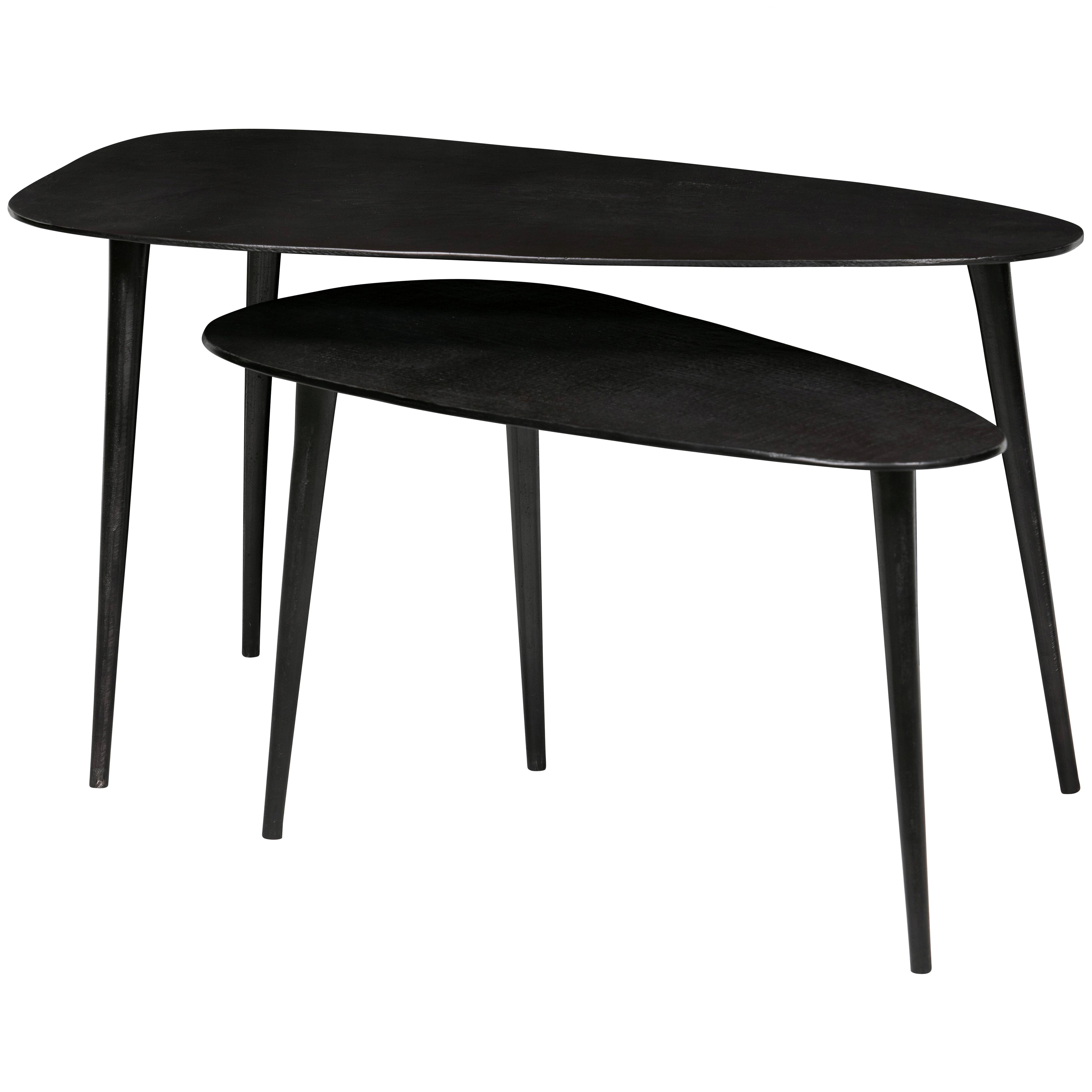 Beistelltischset Triangle Schwarz 2-teilig - Schwarz, Design, Metall - Livetastic