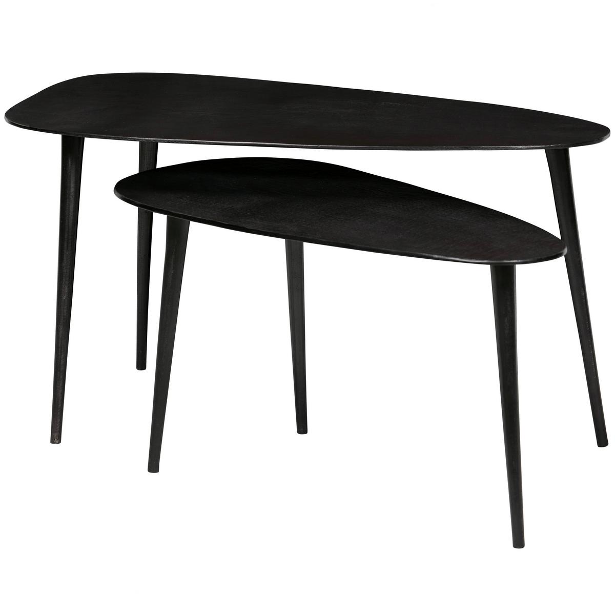 Beistelltischset Triangle Schwarz 2-teilig - Schwarz, Design, Metall - Livetastic