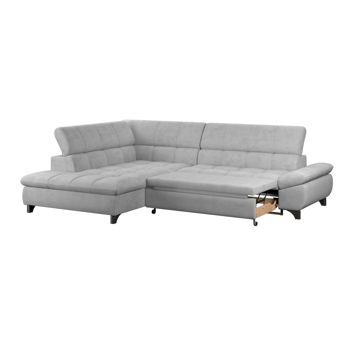 Ecksofa Gemini Hellgrau, B: 234cm - Chromfarben/Hellgrau, KONVENTIONELL, Textil (234/312cm)