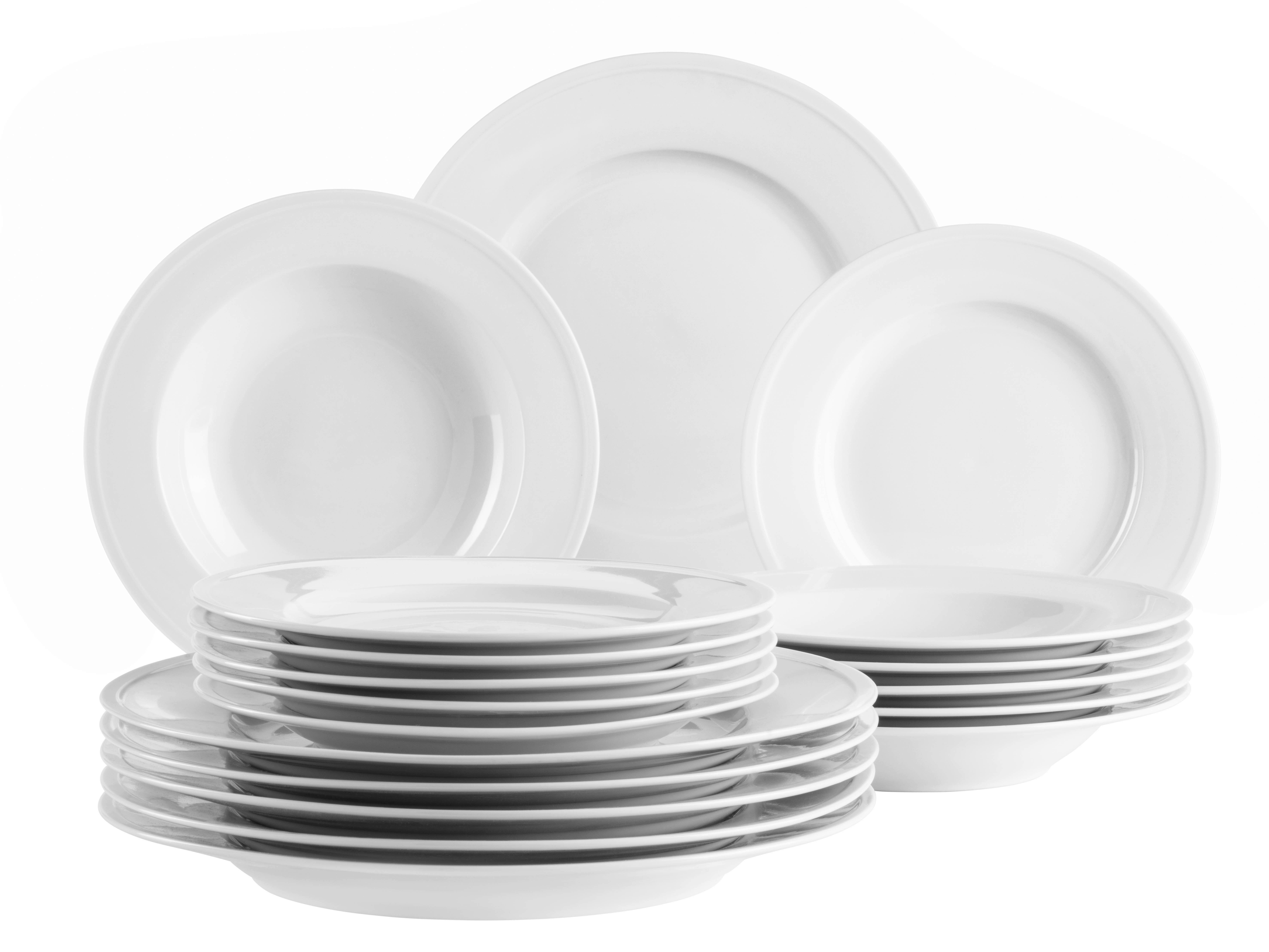Tafelservice Arlona Weiß 18-teilig - Weiß, Basics, Keramik - Mäser