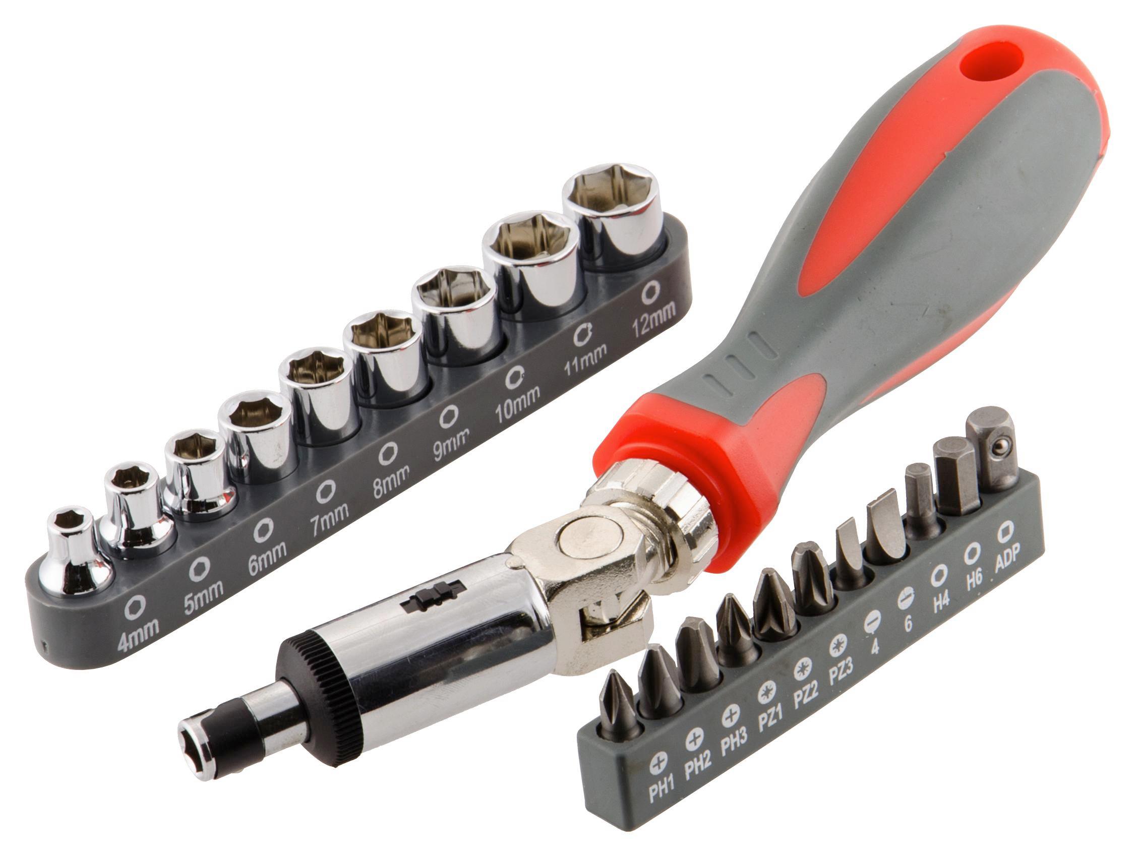 Handratschen-Set 21-teilig - Rot/Grau, MODERN, Metall (28/14,5/4cm) - Suki