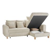 Rohová sedačka LILLE, oboustr., béžový manšestr - béžová/světle hnědá, Moderní, dřevo/textil (232/110/156cm) - Mömax