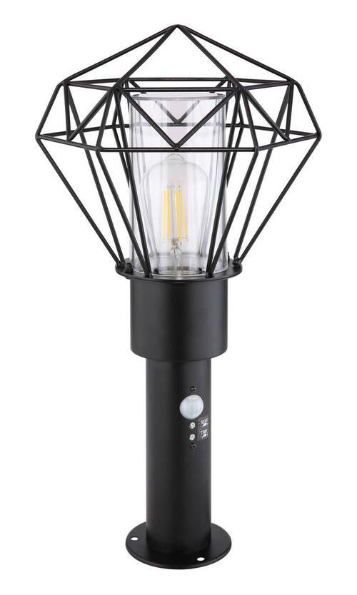 Außenleuchte + Bewegungsmelder Horace 15 Watt Edelstahl - Klar/Schwarz, Basics, Kunststoff/Metall (22,5/25,5/50cm) - Globo