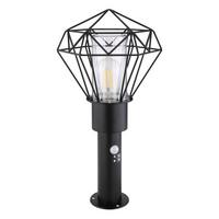 Außenleuchte + Bewegungsmelder Horace 15 Watt Edelstahl - Klar/Schwarz, Basics, Kunststoff/Metall (22,5/25,5/50cm) - Globo