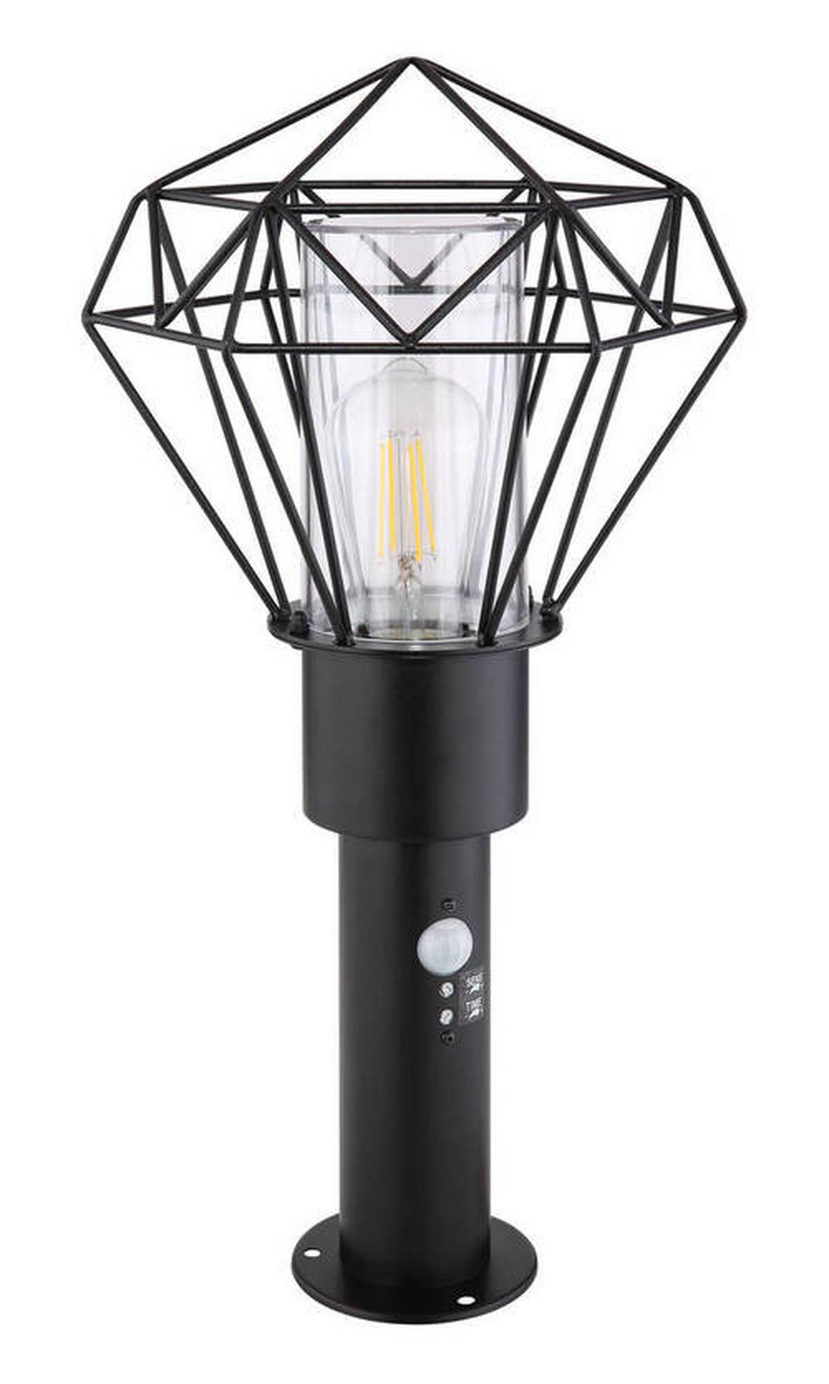 Außenleuchte + Bewegungsmelder Horace 15 Watt Edelstahl - Klar/Schwarz, Basics, Kunststoff/Metall (22,5/25,5/50cm) - Globo