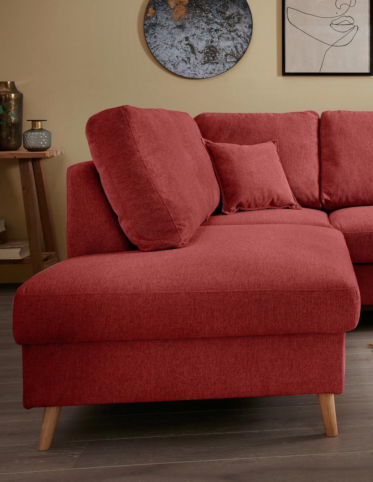 Ecksofa Valentina Rot S: 200x230 Cm - Rot/Naturfarben, KONVENTIONELL, Textil (200/230cm) - Livetastic