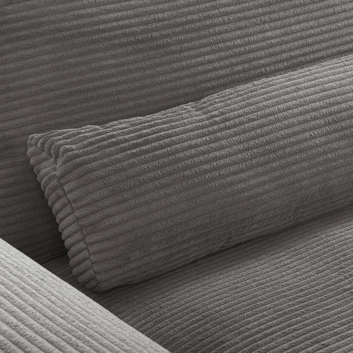 Ecksofa Berlin Cord Grau 313x172 cm - Schwarz/Grau, Design, Textil (313/172cm) - P & B