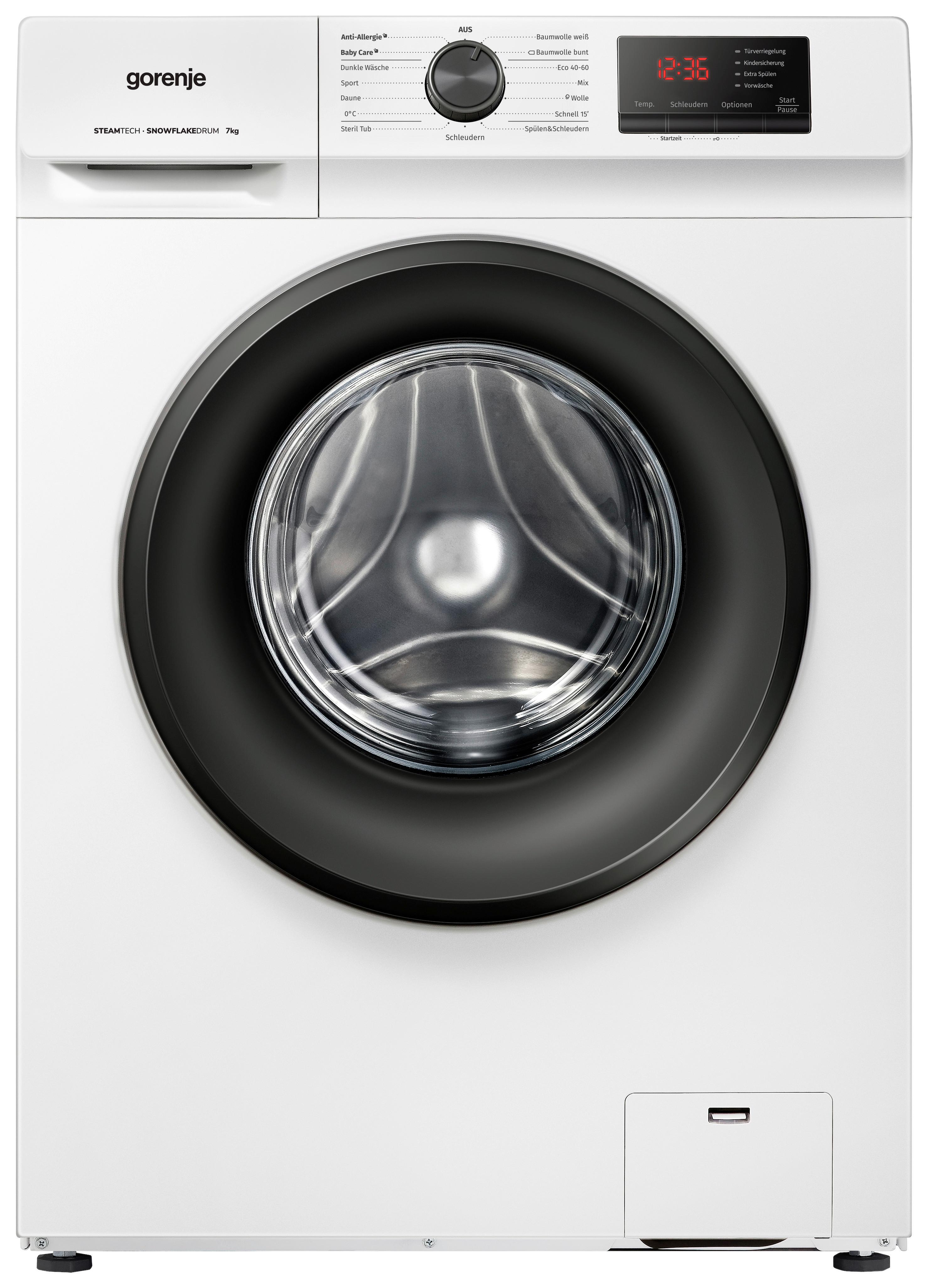 Waschmaschine Slim Wnhvb72sdps 7 Kg 1200 U/Min, Allergy Care - Schwarz/Weiß, Basics, Metall (59,5/85/46cm) - Gorenje