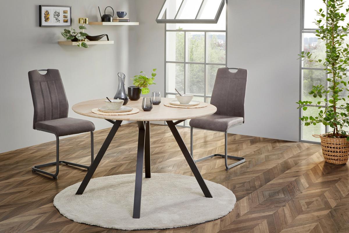 Esstisch Arno 120 Artisan Eiche Dekor, B:120cm - Schwarz/Eiche Artisan, MODERN, Holzwerkstoff/Metall (120/76/120cm)